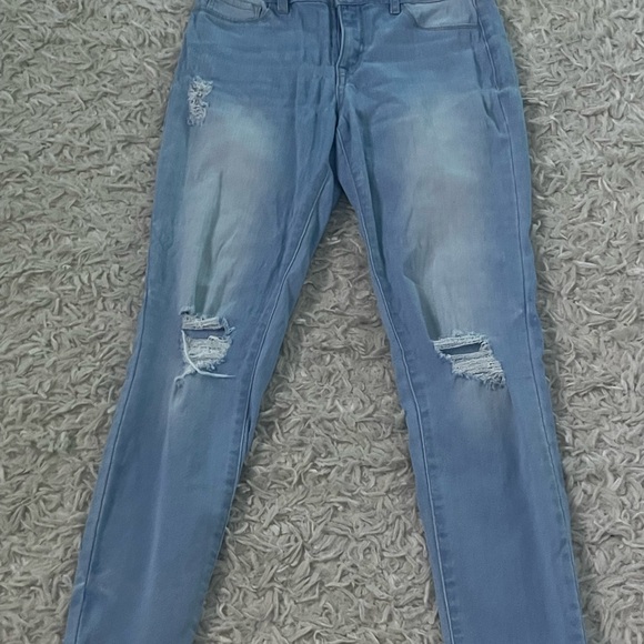 Refuge Light Blue Distressed Skinny Jeans - Picture 1 of 2
